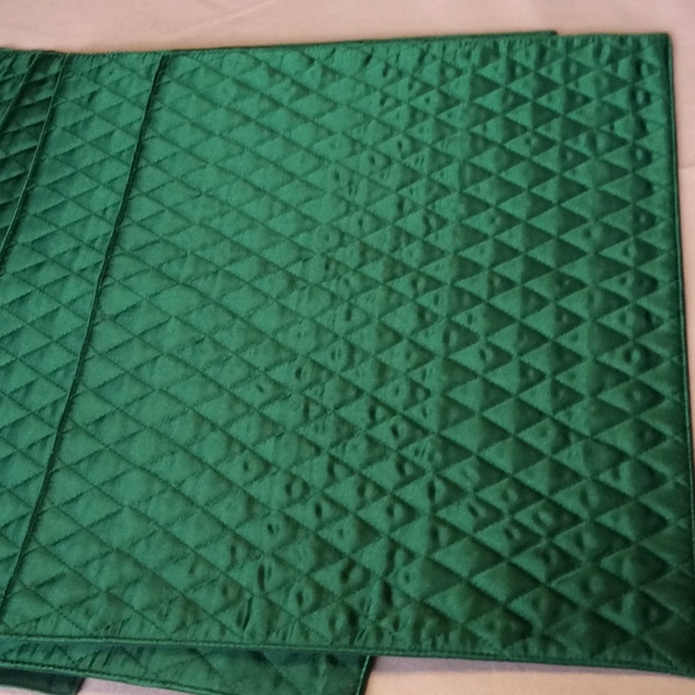 FINAL SALE PRICE 8 Pc Green Quilted Satin Placemats